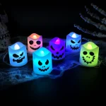 6pcs Halloween Led Ghost Pumpkin Candle Light Glowing Lamp Halloween Party Home Bar Decoration Haunted House Horror Props 3