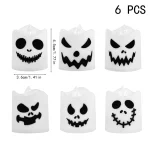6pcs Halloween Led Ghost Pumpkin Candle Light Glowing Lamp Halloween Party Home Bar Decoration Haunted House Horror Props 6