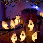 59.06inch 10 Lights, 3m 20 Lights Ghost Halloween Decoration String Lights, Battery Powered (No Plug) 4