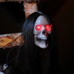 1pc Halloween Hanging Long Hair Ghost Skeleton Pendant LED Light-emitting Horror Bar Haunted House Decoration Party Supplies 6