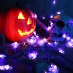 1pc 20/30 LED Halloween Bat Copper Wire String Light Battery Powered Purple Bat Fairy Lamp For Home Bedroom Festival Party Decor 5