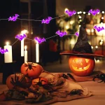 1pc 20/30 LED Halloween Bat Copper Wire String Light Battery Powered Purple Bat Fairy Lamp For Home Bedroom Festival Party Decor 4