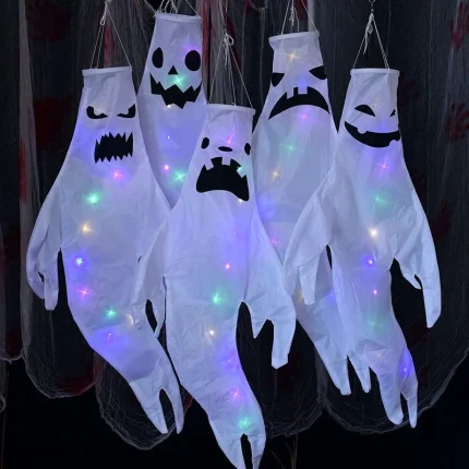 Hanging Ghost Halloween LED Luminous Ghost Children's Gift Scary Party Props Home Outdoor Courtyard Bar Hanging Decorations
