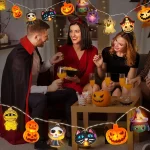1PC 10/20/30 LED Halloween Pumpkin&Bat&Ghost&Cat&Spider&Pirate &Witch&Mummy Shape String Lights For Home Garden Halloween Decor 5