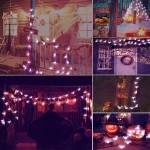 1pc 20/30 LED Halloween Bat Copper Wire String Light Battery Powered Purple Bat Fairy Lamp For Home Bedroom Festival Party Decor 6