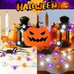 1pc 20/30 LED Halloween Copper Wire String Light With Mini Ghost Pumpkin Bat Waterproof Fairy Atmosphere Lamp Battery Operated 2
