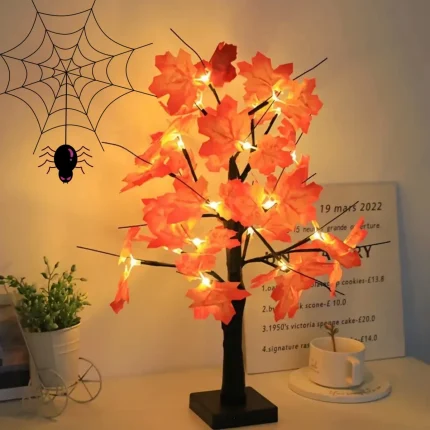 1pc 24 LED Artificial Black Birch Tree Light DIY Branches Table Lamp For Fall Gifts  Home Bedroom Holiday Party Halloween Decor 2