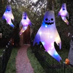 Hanging Ghost Halloween LED Luminous Ghost Children's Gift Scary Party Props Home Outdoor Courtyard Bar Hanging Decorations 3