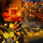 1pc 20/30LED Copper Wire String Light Fall Garland Decorative Fairy Lights Battery Powered Suitable For Halloween Indoor Decor 6