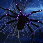 Practical 8 Modes Halloween Spider Web Lights Waterproof 250 LEDs LED Spider Net 5m Big Scary Giant Spider Party 3