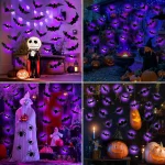 Halloween Bat/Spider Decor Night Light 3D Purple/Green Lights Wall Sticker for Self-adhesive Decor Halloween Party Decoration 6
