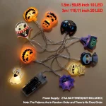 1PC 10/20/30 LED Halloween Pumpkin&Bat&Ghost&Cat&Spider&Pirate &Witch&Mummy Shape String Lights For Home Garden Halloween Decor 6