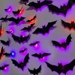 Halloween Bat/Spider Decor Night Light 3D Purple/Green Lights Wall Sticker for Self-adhesive Decor Halloween Party Decoration