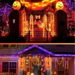 2/3M Halloween Plastic Chain Lights Props Chains with 8 Lighting Modes String Lights for Skeleton Dog Spooky Outdoor Decorations 4