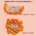 1pc 10/20 LED 3D Pumpkin String Light Halloween Atmosphere Decorative Lamp Battery Powered For Home Bedroom Party Festival Decor 6