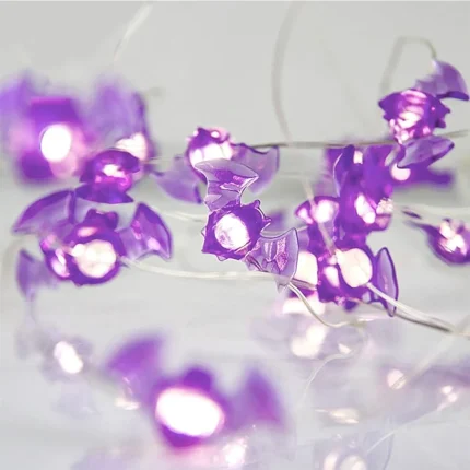 1pc 20/30 LED Halloween Bat Copper Wire String Light Battery Powered Purple Bat Fairy Lamp For Home Bedroom Festival Party Decor 2