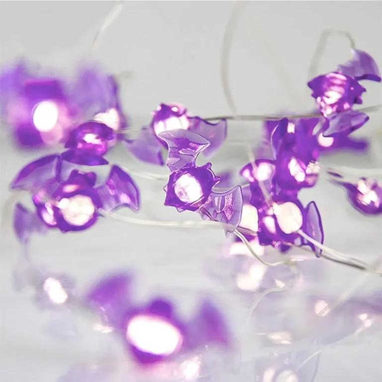 1pc 20/30 LED Halloween Bat Copper Wire String Light Battery Powered Purple Bat Fairy Lamp For Home Bedroom Festival Party Decor 2