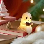 New Cute Ghost Reading Lamp Ghost Reading Book Lamp Halloween Decorative 3D LED Ghost Statue Night Light for Readers Living Room 2