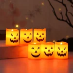 6Pcs LED Candle Light Battery Powered Pumpkin Skull Ghost Spooky Light Halloween Party Decora Ambiance Electronic Candle Lights 3