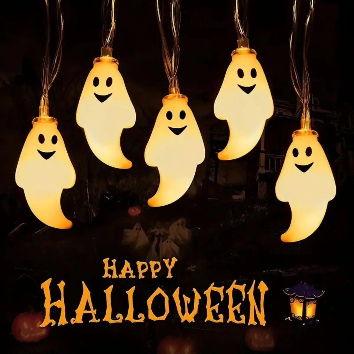 59.06inch 10 Lights, 3m 20 Lights Ghost Halloween Decoration String Lights, Battery Powered (No Plug) 59.06inch 10 Lights, 3m 20 Lights Ghost Halloween Decoration String Lights, Battery Powered (No Plug)