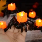 1PCS Halloween Decorations LED Candle Light Plastic Spider Pumpkin Lamp for Home Bar Haunted House Halloween Party Decor 4