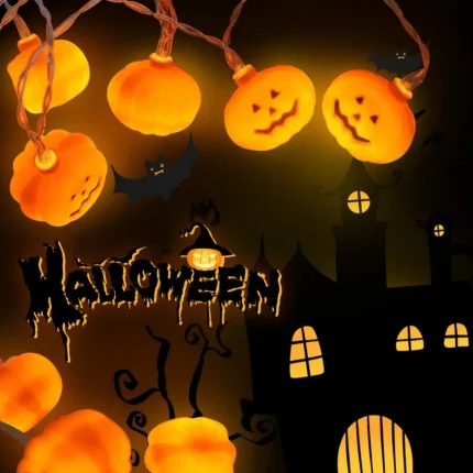 1pc 10/20 LED 3D Pumpkin String Light Halloween Atmosphere Decorative Lamp Battery Powered For Home Bedroom Party Festival Decor 2