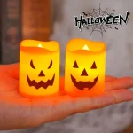 6Pcs LED Candle Light Battery Powered Pumpkin Skull Ghost Spooky Light Halloween Party Decora Ambiance Electronic Candle Lights 5