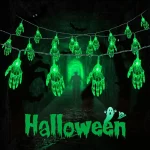 1pc 20LED Halloween Skeleton Hand Battery Powered String Light Horrible Atmosphere Skull Hand Lamp For Home Patry Yard Decor