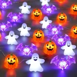 1pc 20/30 LED Halloween Copper Wire String Light With Mini Ghost Pumpkin Bat Waterproof Fairy Atmosphere Lamp Battery Operated 5