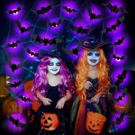 Halloween Bat/Spider Decor Night Light 3D Purple/Green Lights Wall Sticker for Self-adhesive Decor Halloween Party Decoration 5