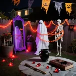 2/3M Halloween Plastic Chain Lights Props Chains with 8 Lighting Modes String Lights for Skeleton Dog Spooky Outdoor Decorations 2