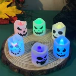 6pcs Halloween Led Ghost Pumpkin Candle Light Glowing Lamp Halloween Party Home Bar Decoration Haunted House Horror Props 4