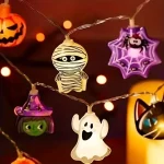 1PC 10/20/30 LED Halloween Pumpkin&Bat&Ghost&Cat&Spider&Pirate &Witch&Mummy Shape String Lights For Home Garden Halloween Decor 4