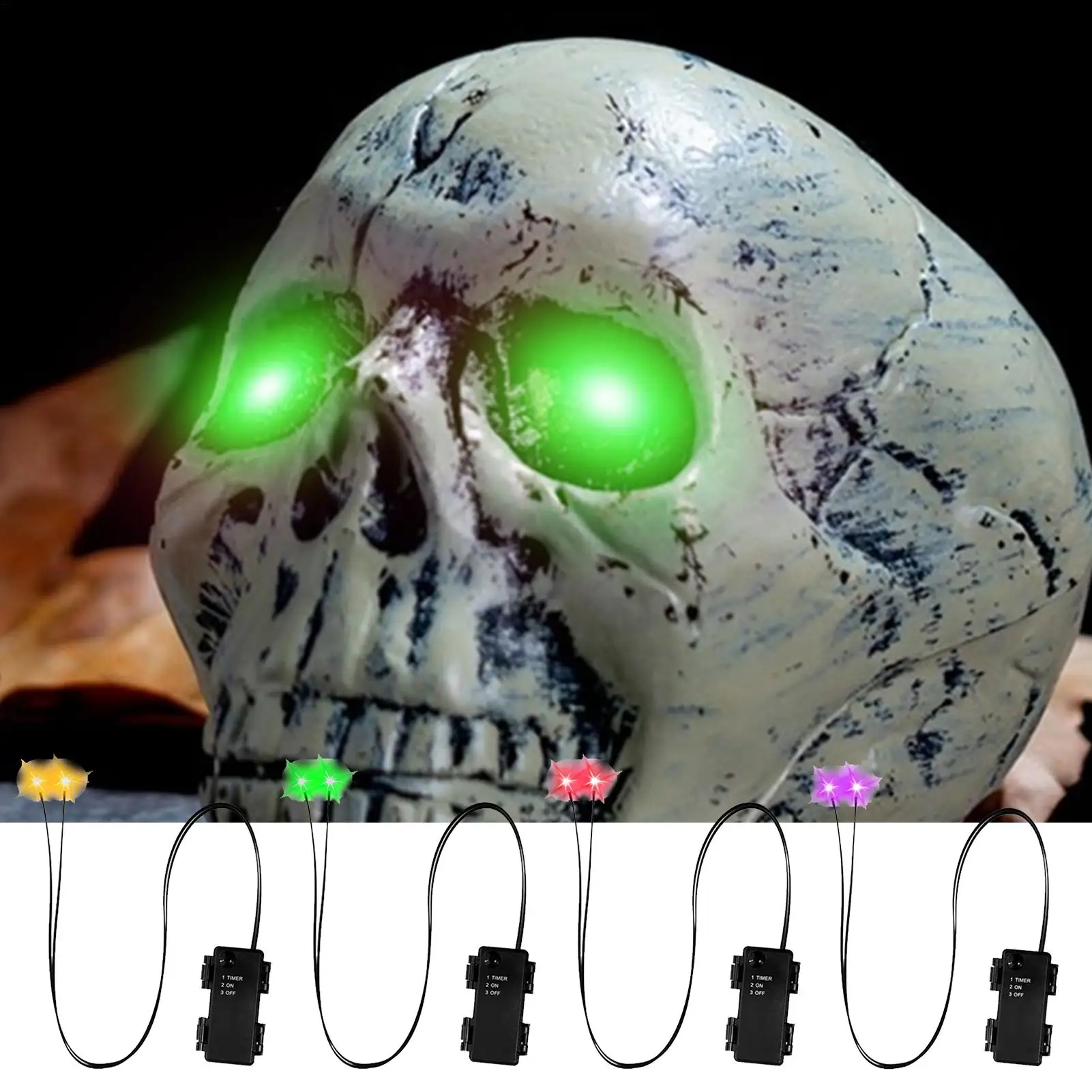 Halloween LED Glowing Eyes With Timer Light Up DIY Eyes for Skeleton Pumpkins Masks Tombstones Indoor Outdoor Horror Decorations