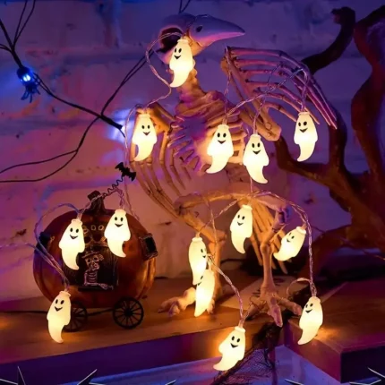 59.06inch 10 Lights, 3m 20 Lights Ghost Halloween Decoration String Lights, Battery Powered (No Plug) 2