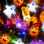 1pc 20/30 LED Halloween Copper Wire String Light With Mini Ghost Pumpkin Bat Waterproof Fairy Atmosphere Lamp Battery Operated 3