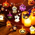 1PC 1.5M10LED/3M20LED Halloween Battery Box 8-Element Light String,Without Battery,Used for Halloween,Autumn Harvest Decoration