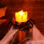 1PCS Halloween Decorations LED Candle Light Plastic Spider Pumpkin Lamp for Home Bar Haunted House Halloween Party Decor 3