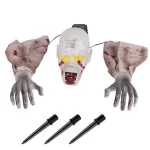 1PC Halloween Creepy Ghost Horror Ornament Glowing Skeleton Ground Plug Hands Set Warm Light Skeleton Decoration Street Lamp 6