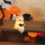 New Cute Ghost Reading Lamp Ghost Reading Book Lamp Halloween Decorative 3D LED Ghost Statue Night Light for Readers Living Room 4