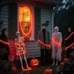 2/3M Halloween Plastic Chain Lights Props Chains with 8 Lighting Modes String Lights for Skeleton Dog Spooky Outdoor Decorations 3