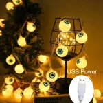 3 6M Pumpkin Horror Eyeballs LED String Lights Portable USB 20 40 Leds Halloween Party Decoration For Home bar Atmosphere Decor 5