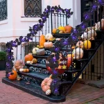 1pc Halloween Artificial Hanging Fall Leave Vines With 20 LED Black Leaf Garland With Purple Lights Battery Powered Horror Atmo 5