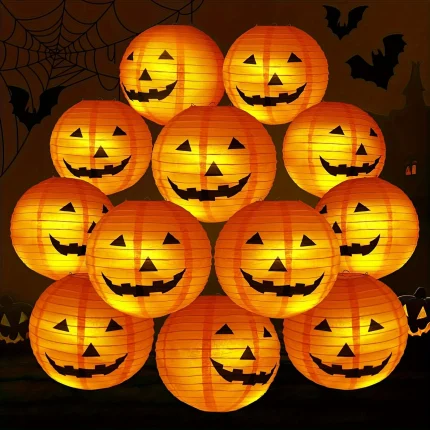 2pcs Halloween Pumpkin Lanterns for Halloween Decoration Jack-O'-Lanterns for Home Outdoor Decoration No Electricity Needed 2