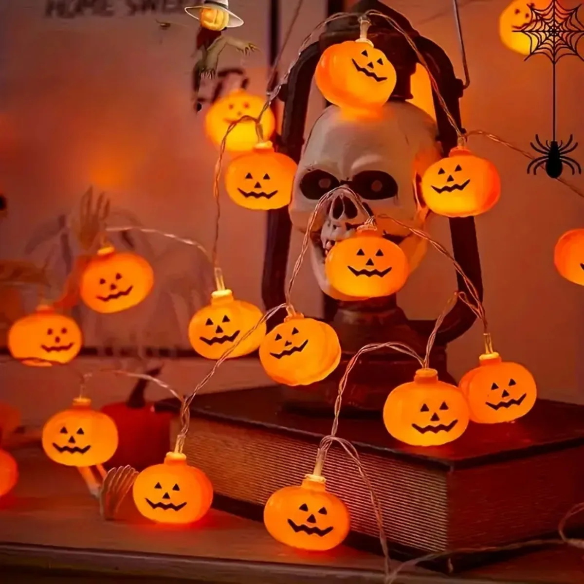 1pc 10/20 LED 3D Pumpkin String Light Halloween Atmosphere Decorative Lamp Battery Powered For Home Bedroom Party Festival Decor 1pc 10/20 LED 3D Pumpkin String Light Halloween Atmosphere Decorative Lamp Battery Powered For Home Bedroom Party Festival Decor