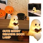 New Cute Ghost Reading Lamp Ghost Reading Book Lamp Halloween Decorative 3D LED Ghost Statue Night Light for Readers Living Room 5