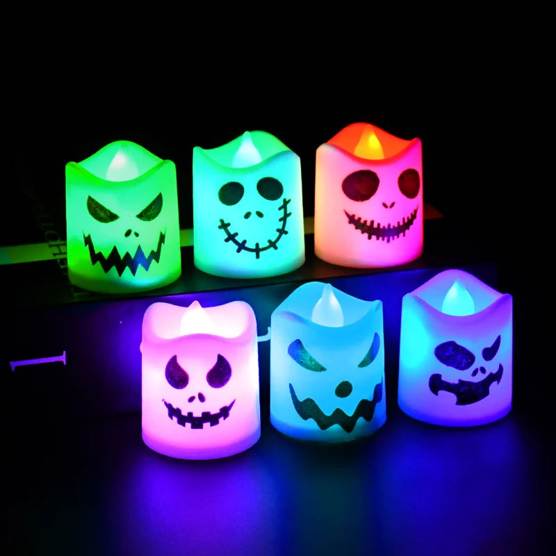 6pcs Halloween Led Ghost Pumpkin Candle Light Glowing Lamp Halloween Party Home Bar Decoration Haunted House Horror Props 2