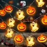 1pc 10/20 LED Halloween Single Layer Pumpkin & Ghost String Light Battery Powered For Home Garden Holiday Halloween Party Decor