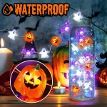 1pc 20/30 LED Halloween Copper Wire String Light With Mini Ghost Pumpkin Bat Waterproof Fairy Atmosphere Lamp Battery Operated 4