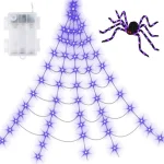 Practical 8 Modes Halloween Spider Web Lights Waterproof 250 LEDs LED Spider Net 5m Big Scary Giant Spider Party 5